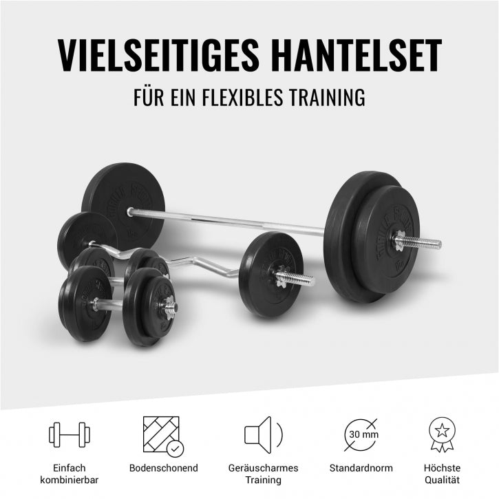 Gorilla Sports | Hantelbank Komplettset Schwarz 100 kg