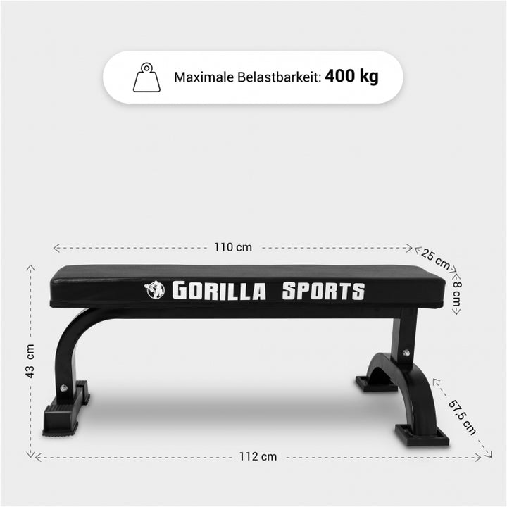 Gorilla Sports | Flachbank Massiv in Schwarz