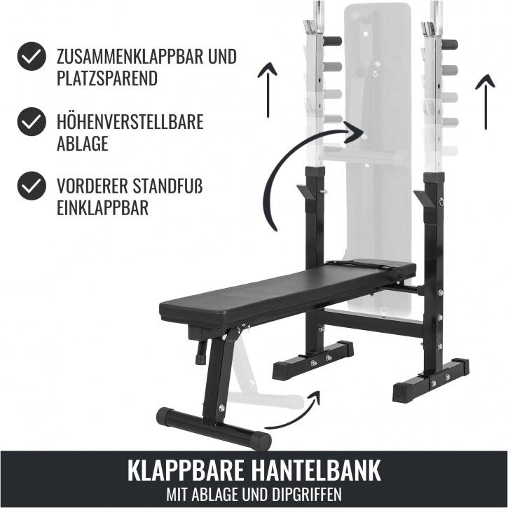 Gorilla Sports | Hantelbank Komplettset Schwarz 100 kg