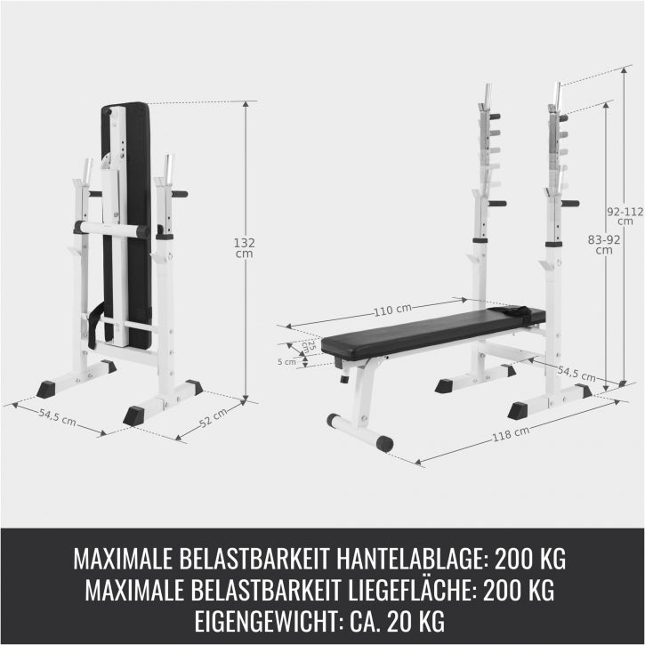Gorilla Sports | Hantelbank Komplettset Schwarz 100 kg