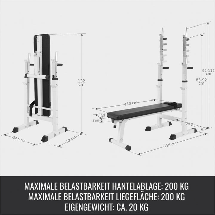 Gorilla Sports | Hantelbank Komplettset Schwarz 100 kg