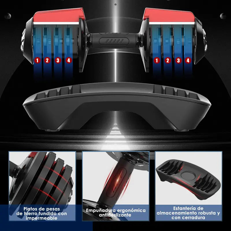 Verstellbare Kurzhanteln (1,5 – 18 kg) – Hantelset (2 Hanteln) für dein Heimtraining