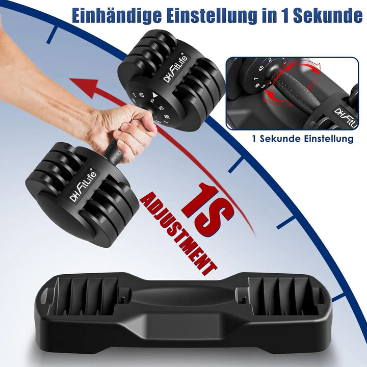 Verstellbare Kurzhanteln (3–25 kg) – Hantelset (2 Hanteln) für dein Heimtraining