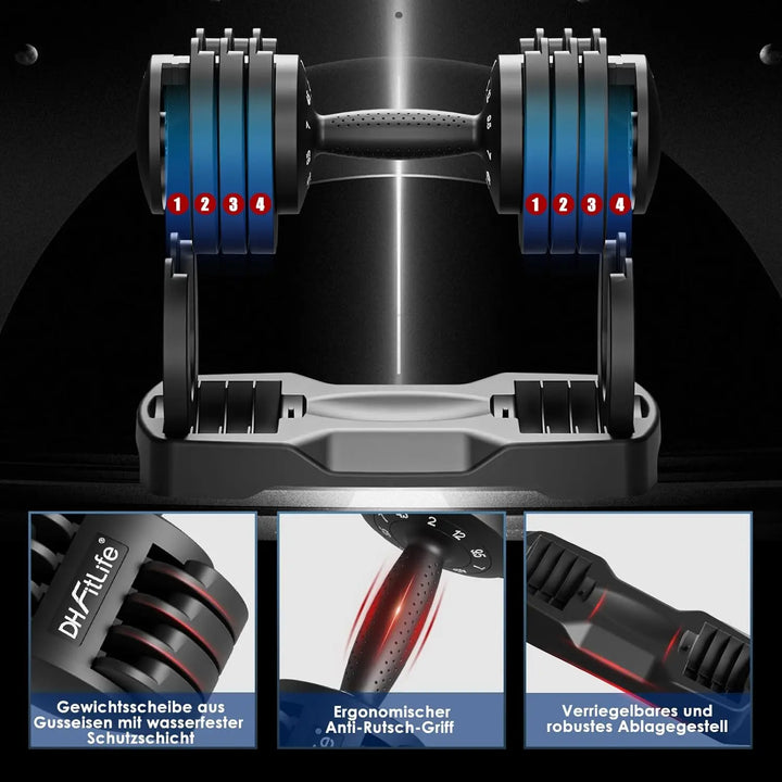 Verstellbare Kurzhanteln (3–25 kg) – Hantelset (2 Hanteln) für dein Heimtraining