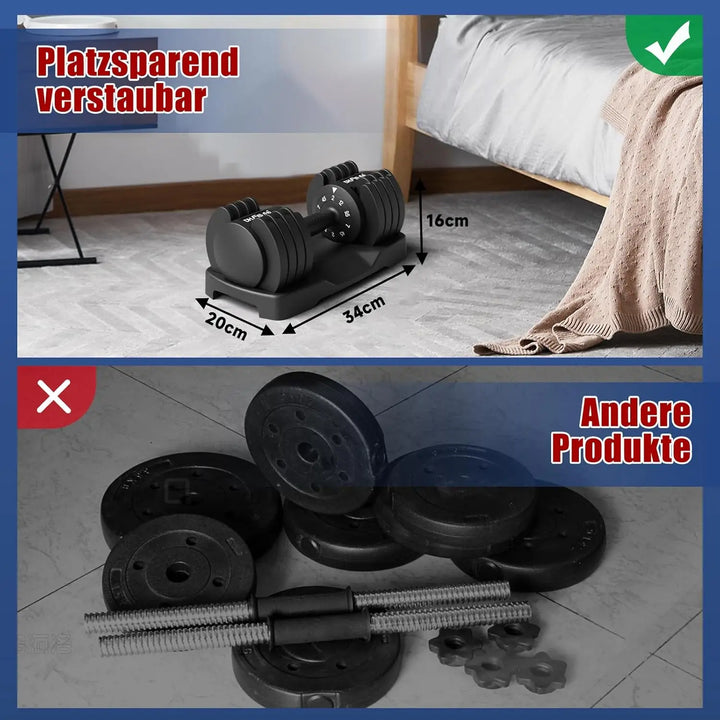 Verstellbare Kurzhanteln (3–25 kg) – Hantelset (2 Hanteln) für dein Heimtraining