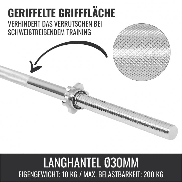 Gorilla Sports | Langhantelstange 170 cm mit Sternverschluss