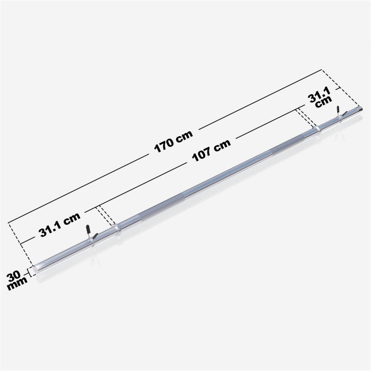 Gorilla Sports | Langhantelstange Chrom 170 cm mit Federverschluss