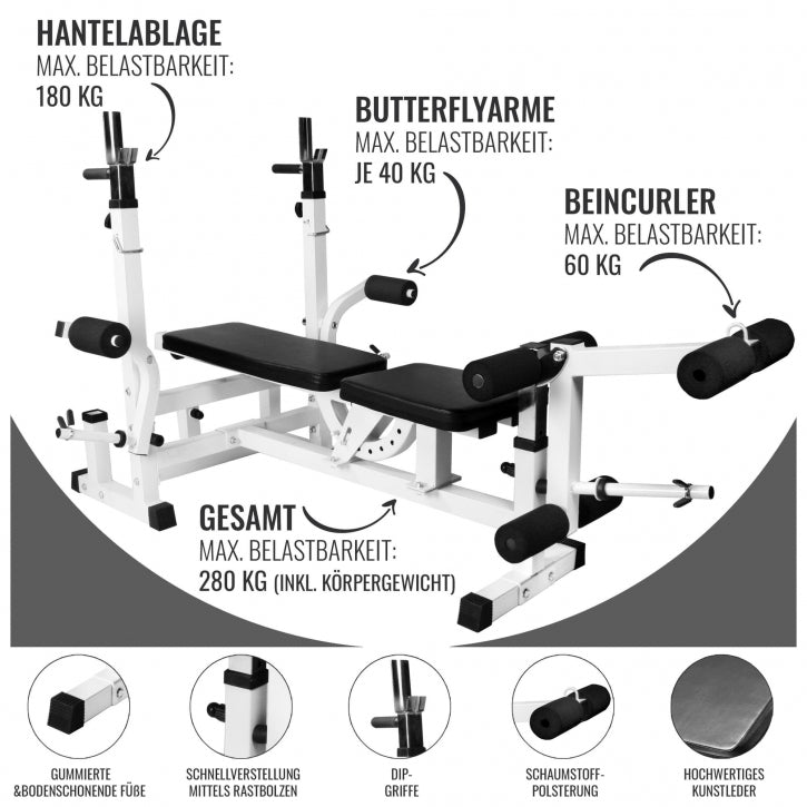 Gorilla Sports | Kraftstation Universal inkl. 108 kg Gummi Set