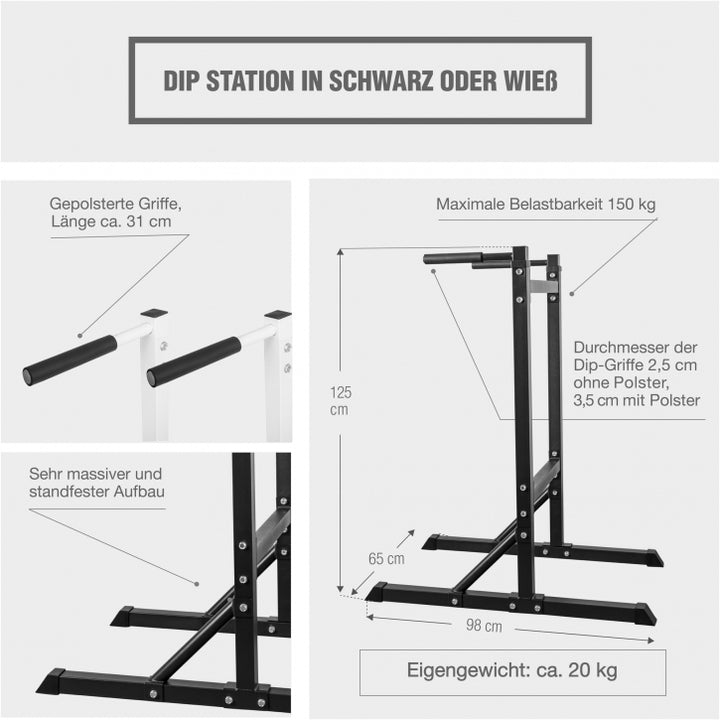 Gorilla Sports | Dip Station gepolsterte Griffe in schwarz oder weiß