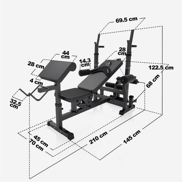 Gorilla Sports | Kraftstation Universal inkl. 108 kg Gusseisen Set in Weiß und Schwarz