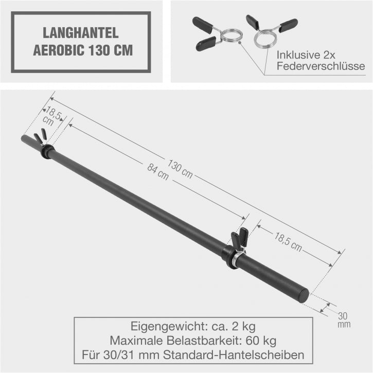 Gorilla Sports | Langhantel Aerobic Schwarz 130 cm