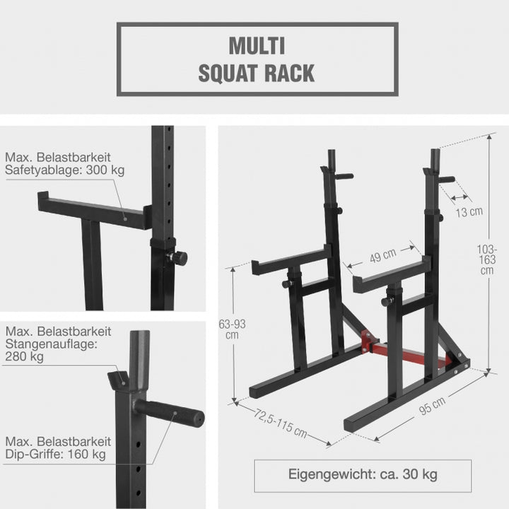 Gorilla Sports | Multi Squat Rack inkl. Langhantel Set