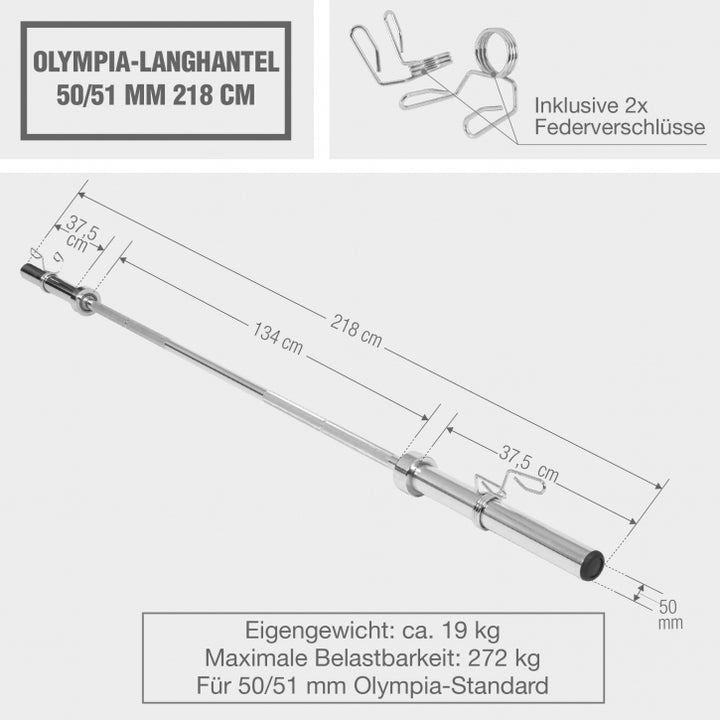 Gorilla Sports | Olympia-Langhantel 50/51 mm 218 cm