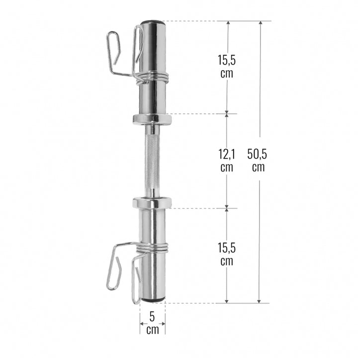 Gorilla Sports | Kurzhantelstange 50 mm Chrom 50 cm Federverschluss