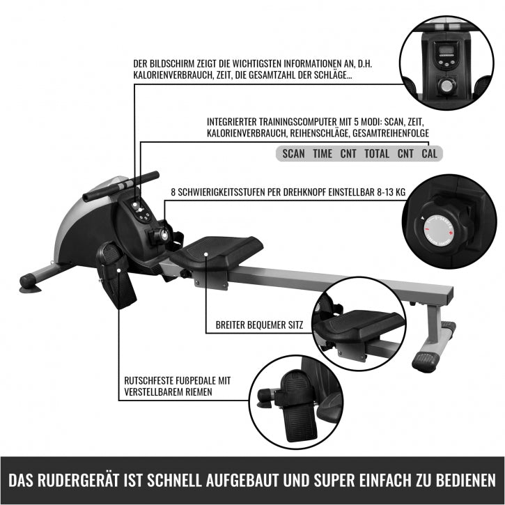 Gorilla Sports | Rudermaschine in Grau/Schwarz