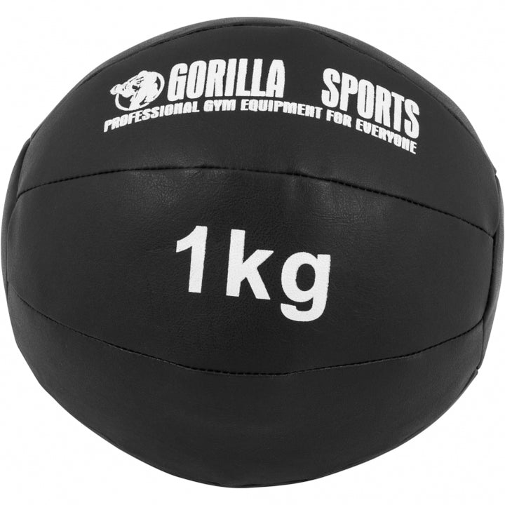 Gorilla Sports | Medizinball aus Leder in Schwarz 1-10 kg