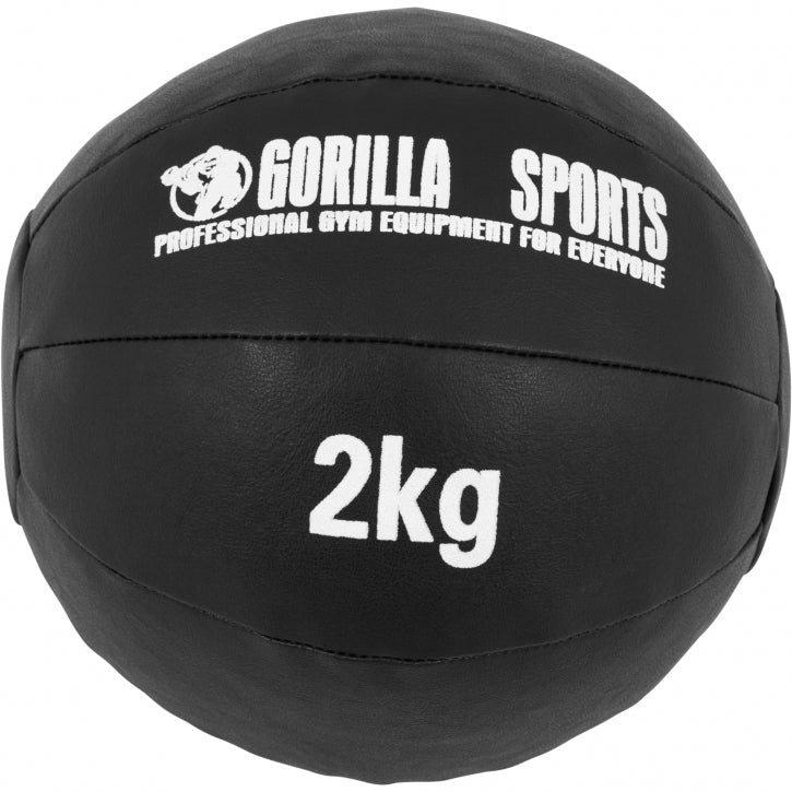 Gorilla Sports | Medizinball aus Leder in Schwarz 1-10 kg