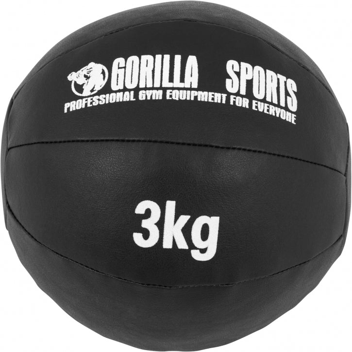 Gorilla Sports | Medizinball aus Leder in Schwarz 1-10 kg