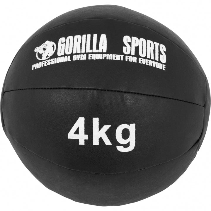 Gorilla Sports | Medizinball aus Leder in Schwarz 1-10 kg