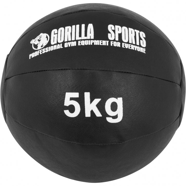 Gorilla Sports | Medizinball aus Leder in Schwarz 1-10 kg