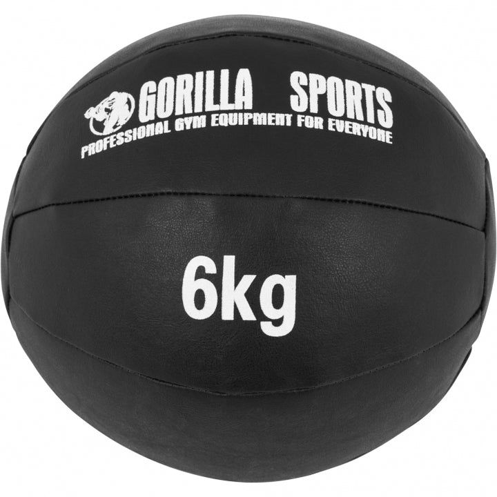 Gorilla Sports | Medizinball aus Leder in Schwarz 1-10 kg