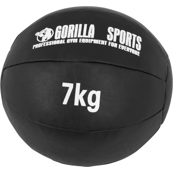 Gorilla Sports | Medizinball aus Leder in Schwarz 1-10 kg