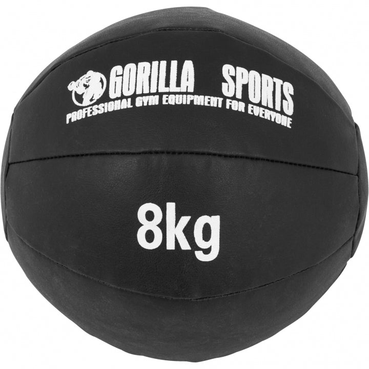 Gorilla Sports | Medizinball aus Leder in Schwarz 1-10 kg