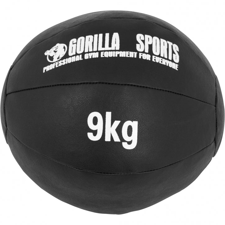 Gorilla Sports | Medizinball aus Leder in Schwarz 1-10 kg