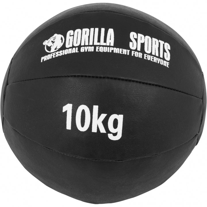 Gorilla Sports | Medizinball aus Leder in Schwarz 1-10 kg