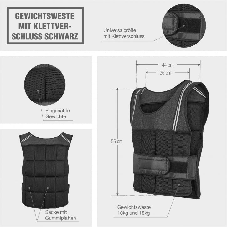 Gorilla Sports | Gewichtsweste in Schwarz mit Klettverschluss