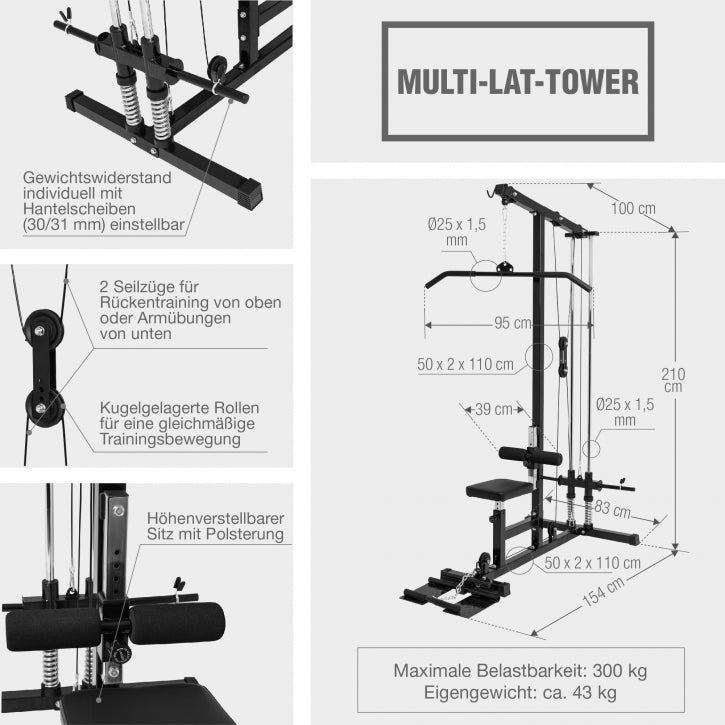 Gorilla Sports | Multi-Lat-Tower in Schwarz