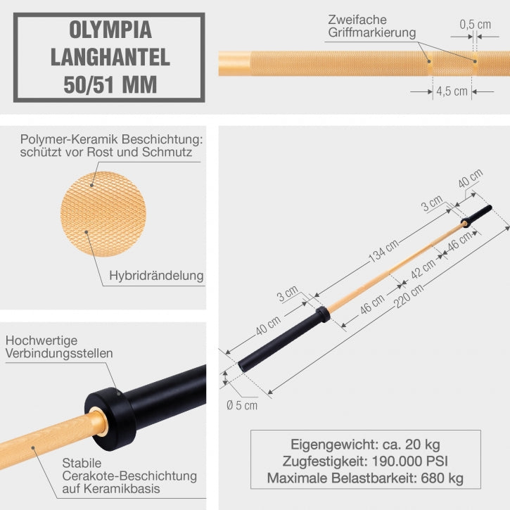 Gorilla Sports | Olympia Langhantel 50/51 mm