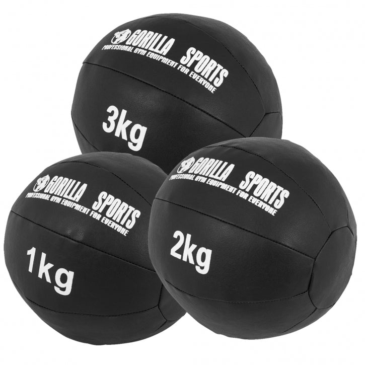 Gorilla Sports | Medizinball aus Leder in Schwarz 1-10 kg