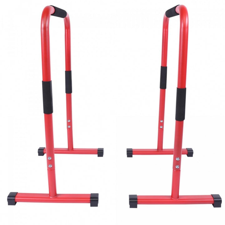 Gorilla Sports | Push Up Stand Dip Barren in Schwarz/Rot/Blau