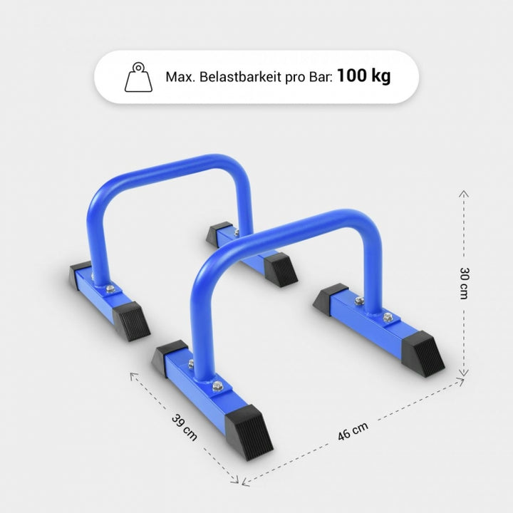 Gorilla Sports | Push Up Parallettes in Schwarz/Blau/Rot