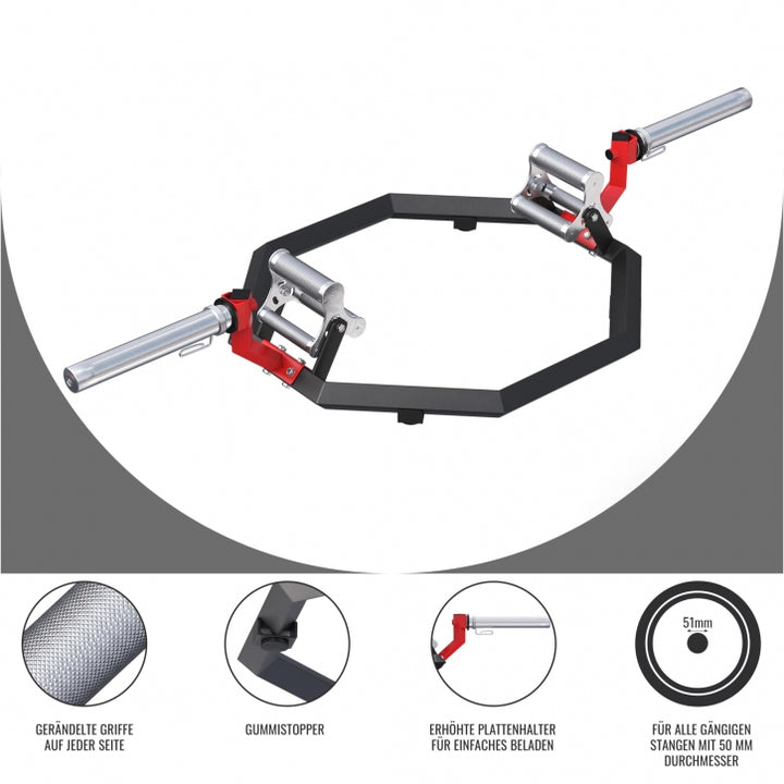 Gorilla Sports | Multi Grip Trap Bar in Schwarz/Rot