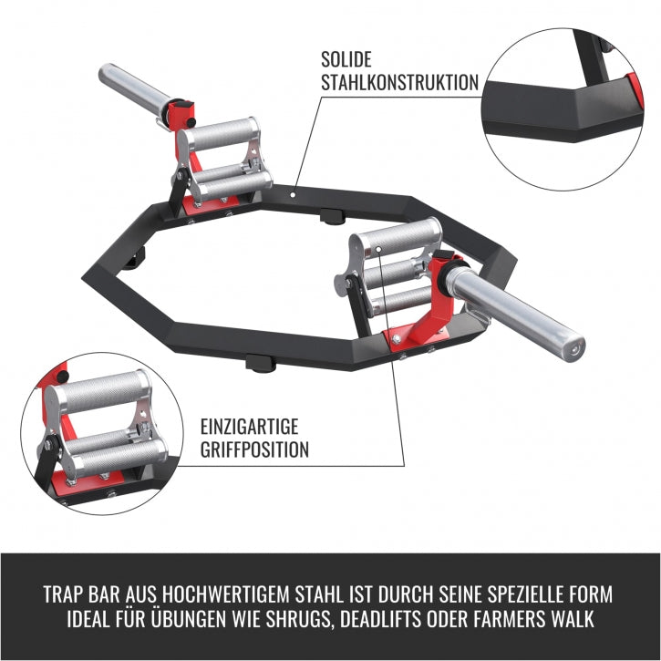 Gorilla Sports | Multi Grip Trap Bar in Schwarz/Rot