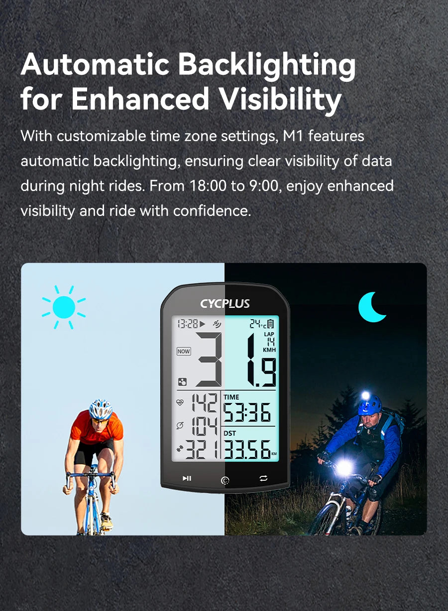 CYCPLUS M1 GPS Fahrradcomputer – 2,9″ Display, ANT+ & Bluetooth 5.0, IPX6 wasserdicht, 35 h Akku, präzises GPS Tracking