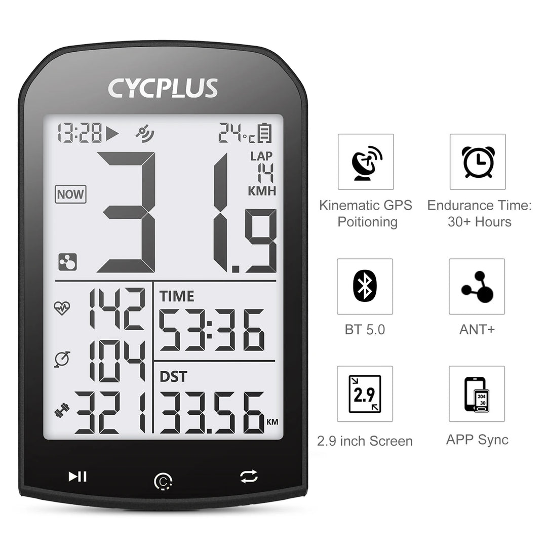 CYCPLUS M1 GPS Fahrradcomputer – 2,9″ Display, ANT+ & Bluetooth 5.0, IPX6 wasserdicht, 35 h Akku, präzises GPS Tracking