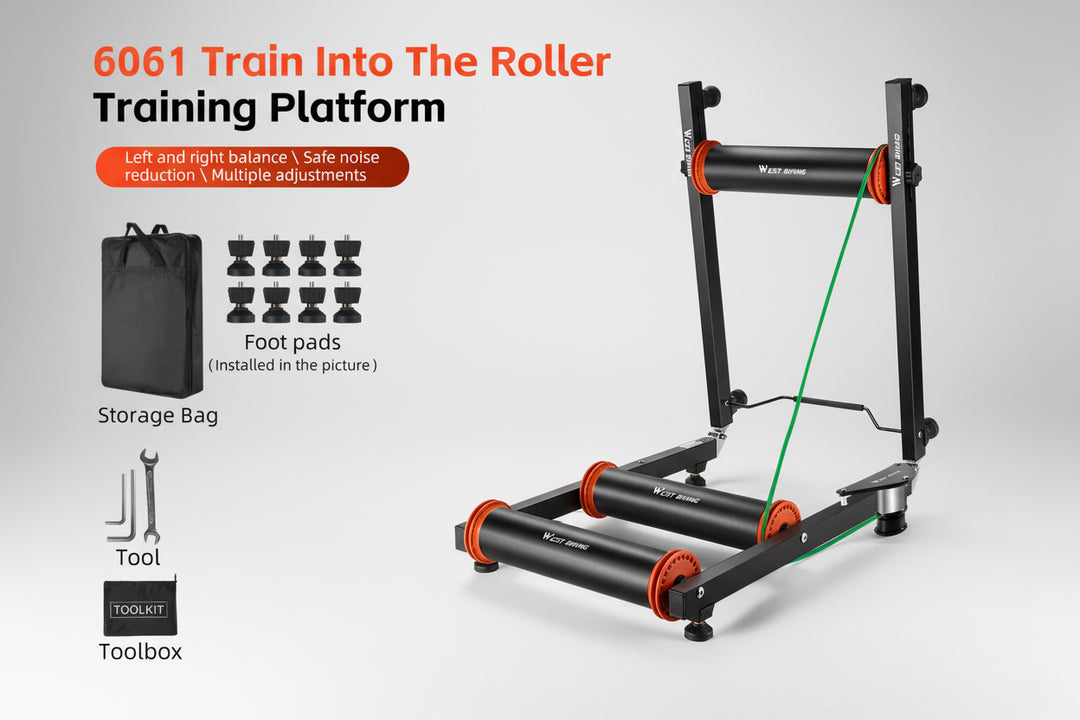 WEST BIKING Silent Rennrad Roller – Premium Indoor-Rollentrainer aus Aluminium (faltbar & extrem leise)