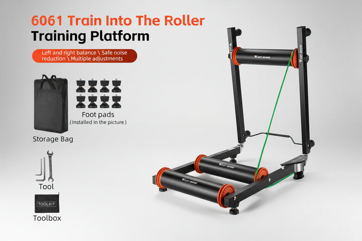 WEST BIKING Silent Rennrad Roller – Premium Indoor-Rollentrainer aus Aluminium (faltbar & extrem leise)