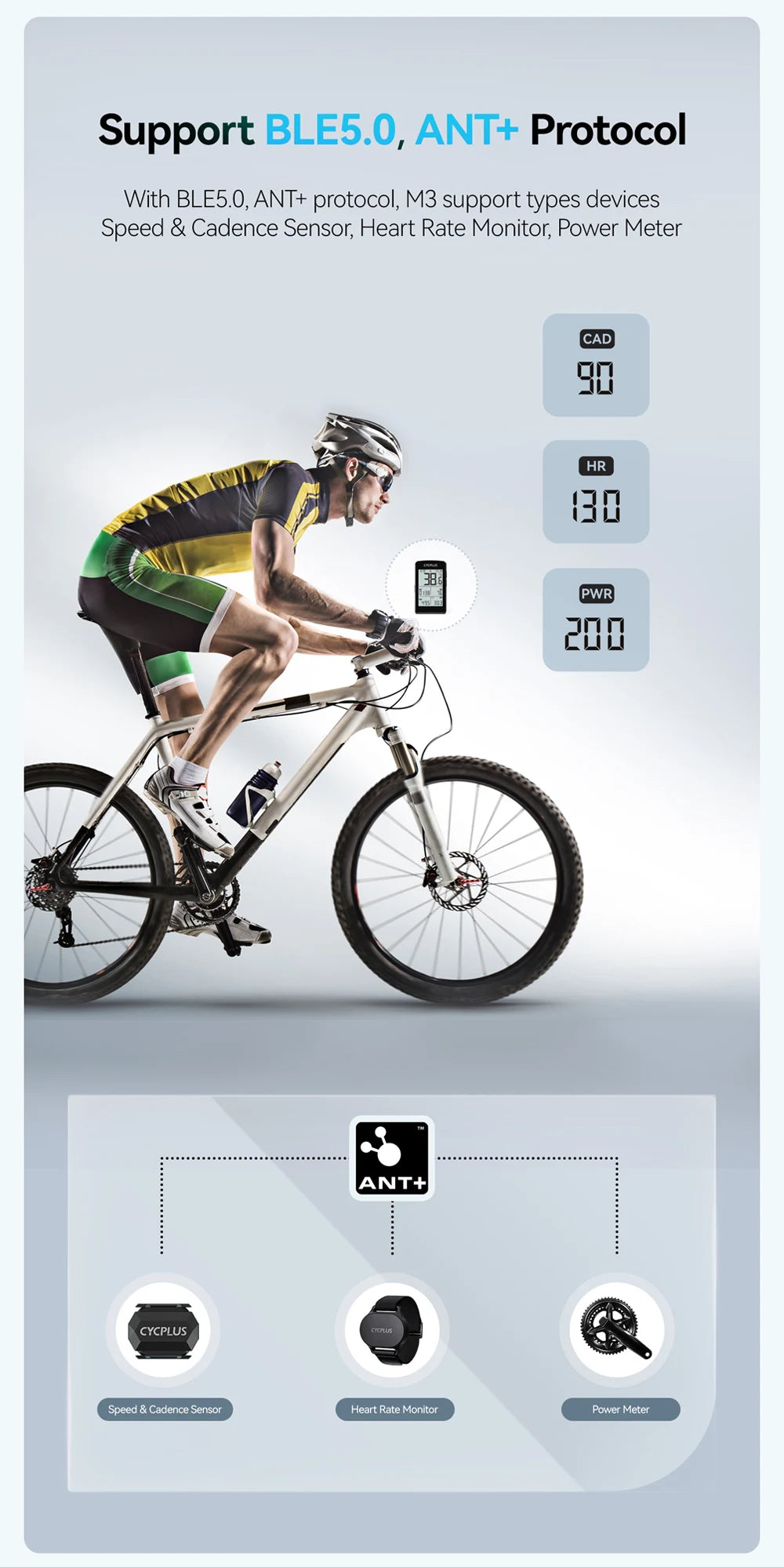 CYCPLUS M3 Bike GPS Computer – 2,8″ Display, Multi-GNSS, 100h Akku