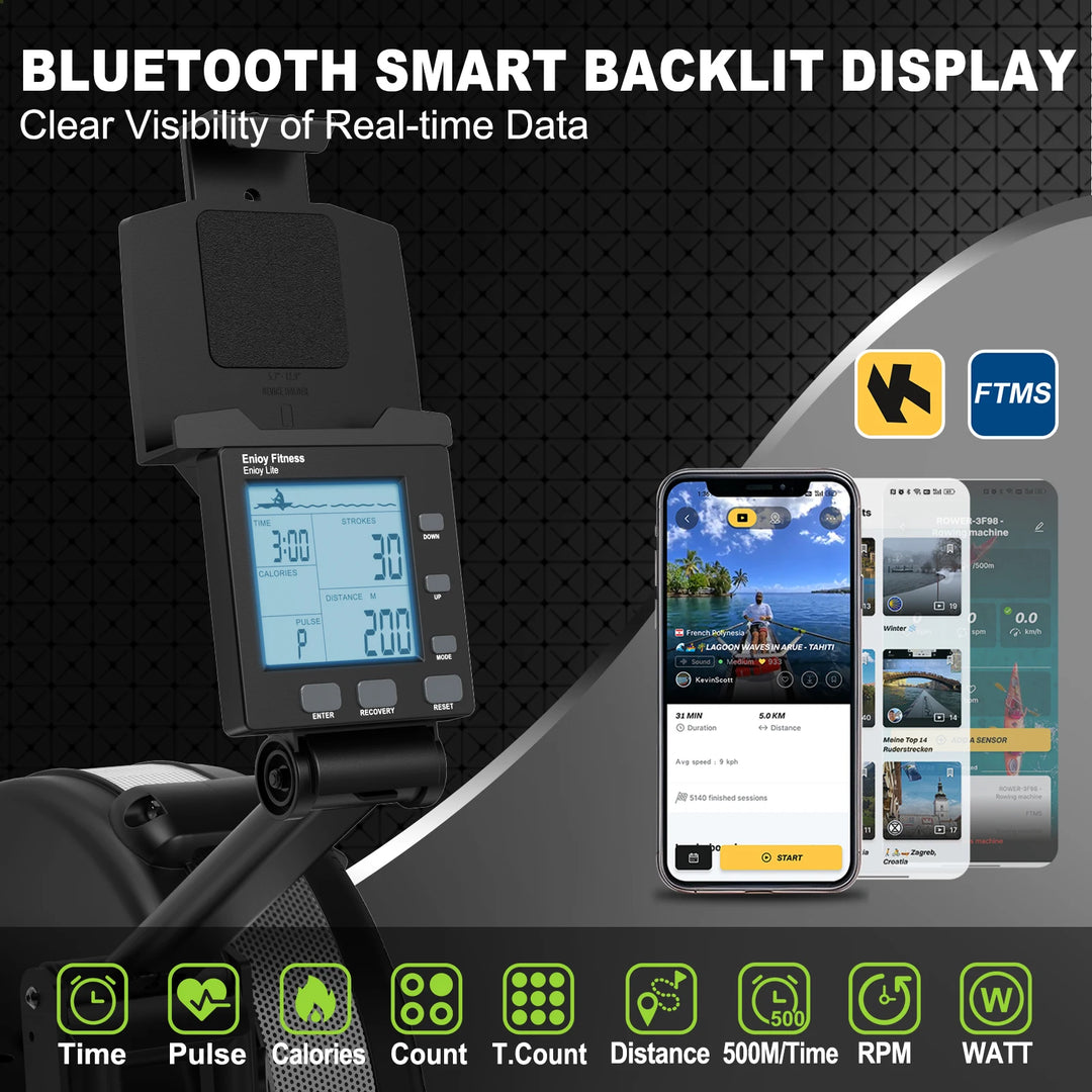 Air Rowing Machine – Rudergerät mit Luftwiderstand, Bluetooth Monitor & 160 kg Belastbarkeit