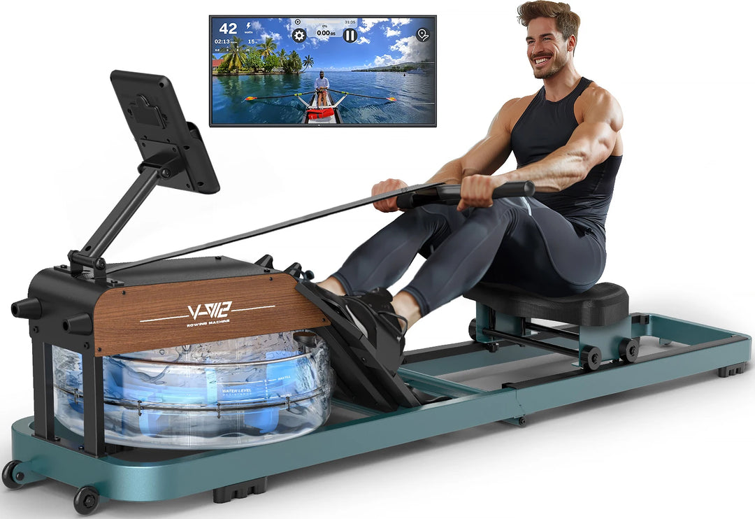 Water Rowing Machine – Klappbares Wasser-Rudergerät mit Bluetooth Display & Tablet-Halter