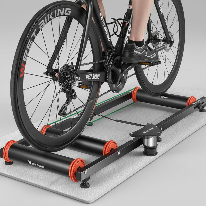 WEST BIKING Silent Rennrad Roller – Premium Indoor-Rollentrainer aus Aluminium (faltbar & extrem leise)