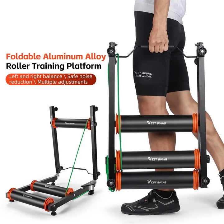 WEST BIKING Silent Rennrad Roller – Premium Indoor-Rollentrainer aus Aluminium (faltbar & extrem leise)