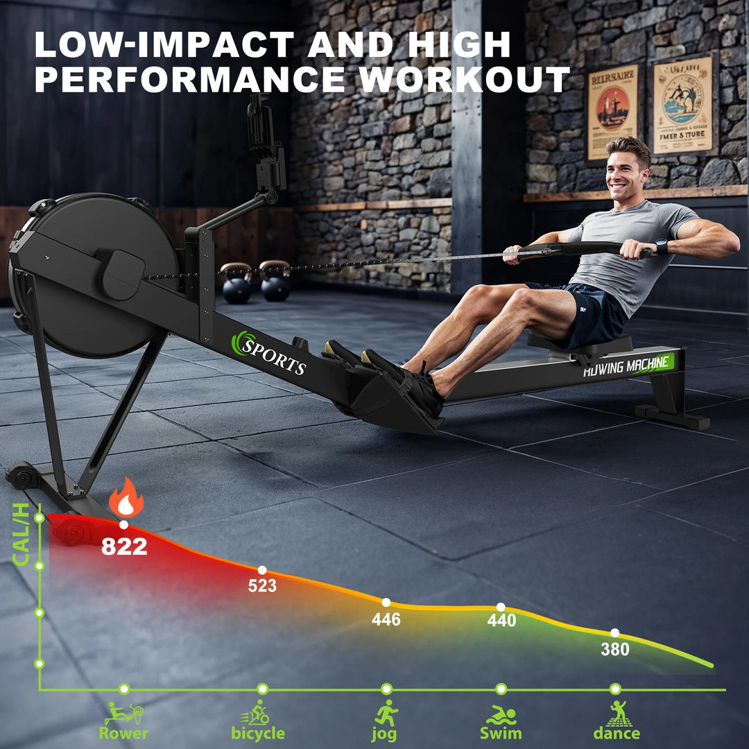 Air Rowing Machine – Rudergerät mit Luftwiderstand, Bluetooth Monitor & 160 kg Belastbarkeit