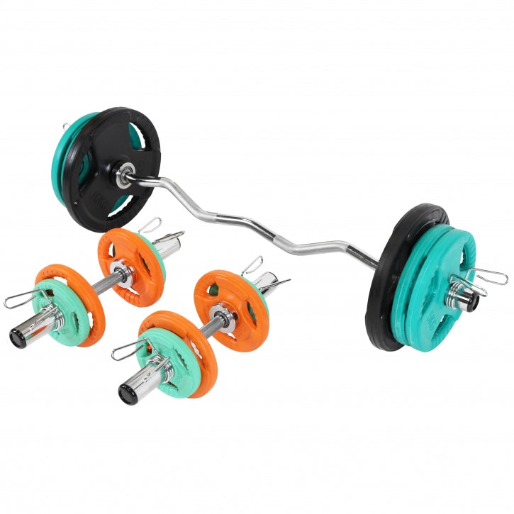 Gorilla Sports | Olympiastangen Set Gummi Gripper 75 kg