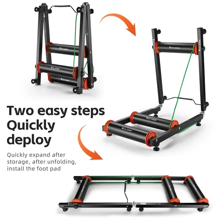 WEST BIKING Silent Rennrad Roller – Premium Indoor-Rollentrainer aus Aluminium (faltbar & extrem leise)