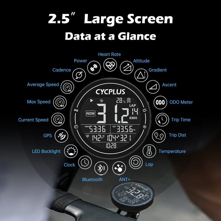 CYCPLUS M2 Bike GPS Computer – Wireless, ANT+, Bluetooth 5.0, wasserdicht, für Rennrad & MTB